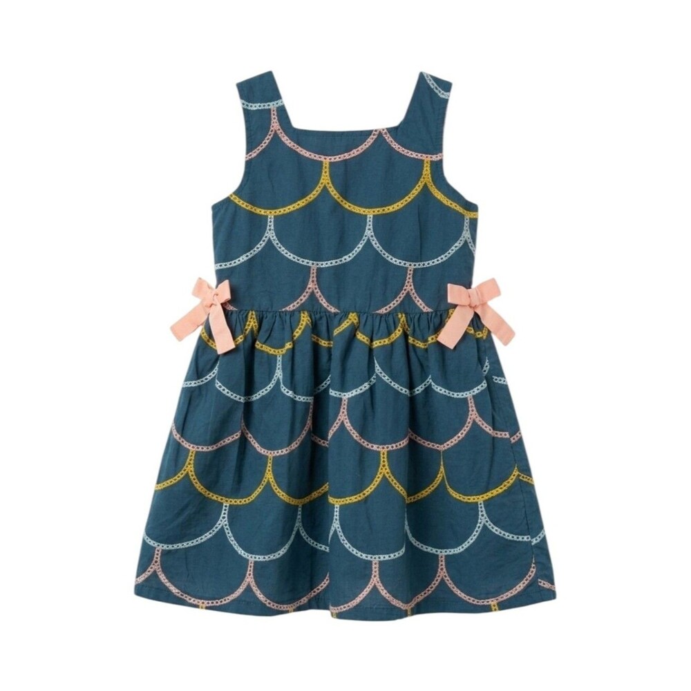 Oshkosh Genuine Kids Blue Scallop Peach Orange Yellow Stitched Embroider Size 4T